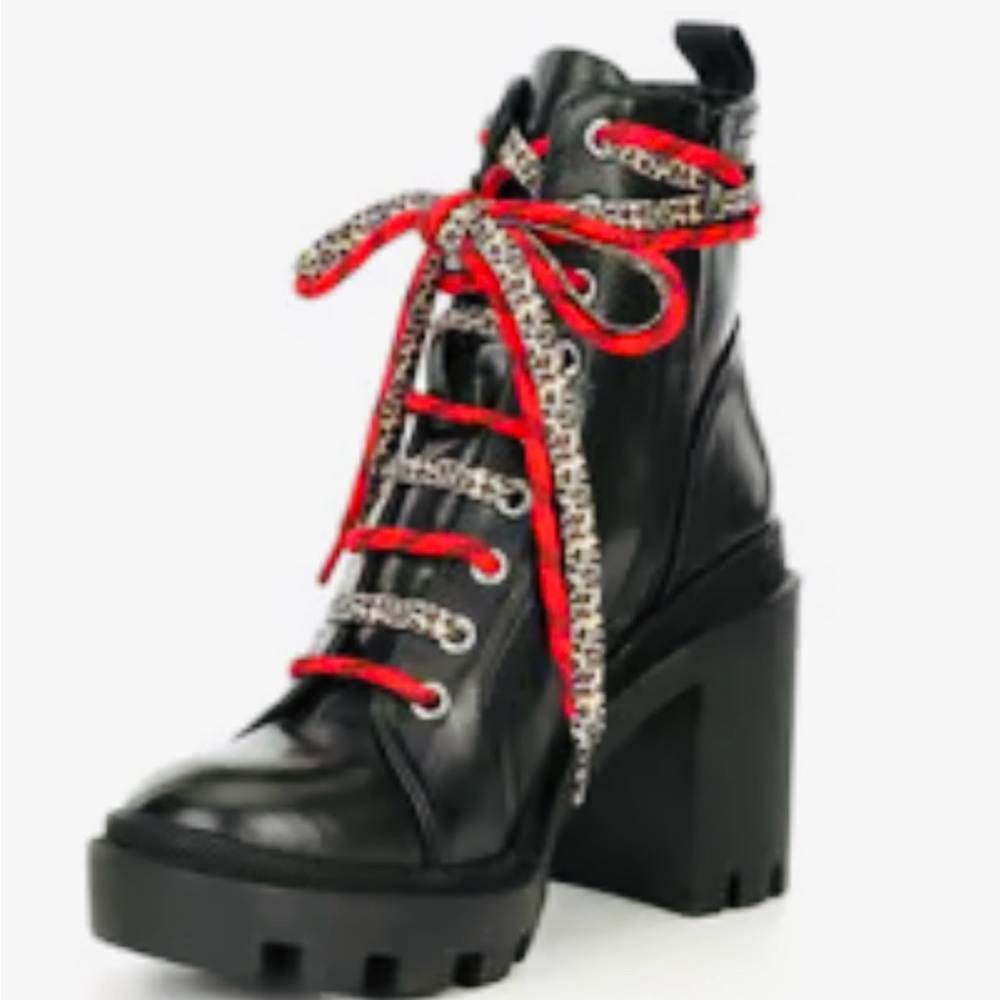 Gianni Bini Black Boots with Red Laces - Picture 9 of 9